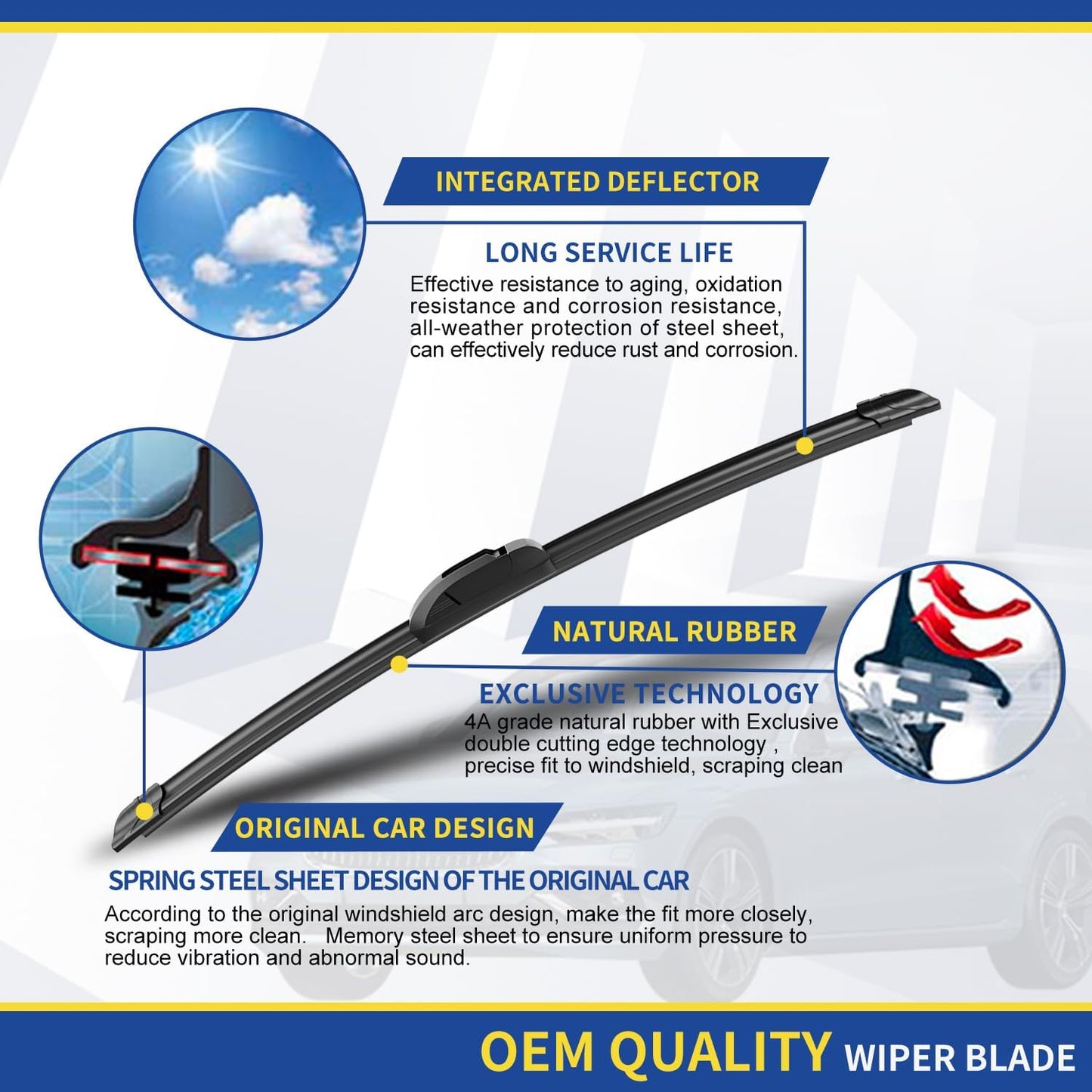 3 wipers Replacement For 2003 2004 2005 2006 2007 2008 2009 Lexus GX470, Windshield Wiper Blades Original Equipment Replacement - 22"+21"+16" (Set of 3) U/J HOOK