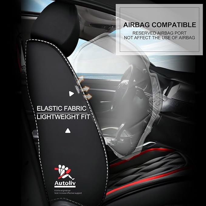 AOMSAZTO Car Seat Covers,Full Set 5 Seats Custom Fit for Toyota Highlander 2008-2026,Leather Car Seat Cover Seat Cushion Protector,Airbag Compatible Waterproof (Black, Not for 2nd Row Bucket Seats)