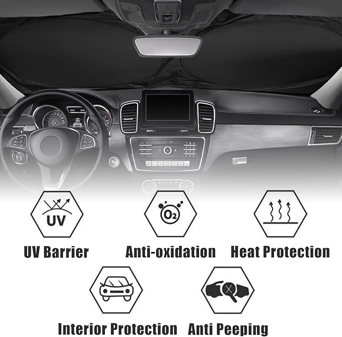 Vintage Flag Car Windshield Sun Shade Foldable Sunshade Front Window Cover Sun Visor Protector Accessories (59x27.5 inches)