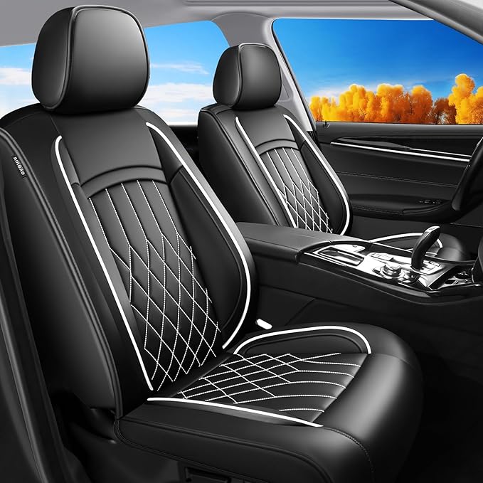 Fit TSX Car Seat Covers for Acura TSX 2003-2014 - Premium Leather, Waterproof, All-Weather, Airbag Compatible, Breathable, Easy Install, Seat Protectors, Only 2 Front seat Covers, Whiteline