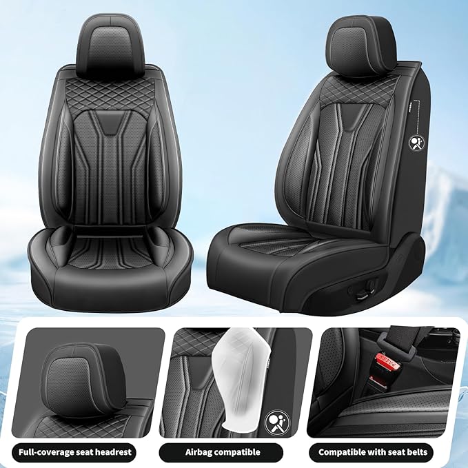 Fit Tucson Car Seat Covers Premium Leather for Hyundai Tucson 2010-2025 2026. Waterproof， Breathable, Scratch-Resistant & All-Weather Seat Cushion Protector (Full Set, All Black)