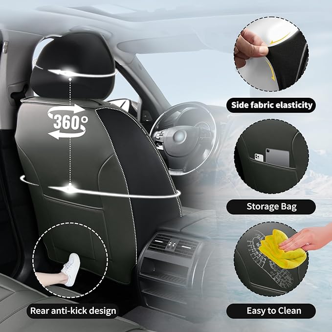 Fit Tucson Premium Leather Car Seat Covers Compatible with Hyundai Tucson 2010-2024 2026, Breathable, Wear Resistant, Airbag Compatible, All-Weather Protection & Full Coverage, Full Set Gray