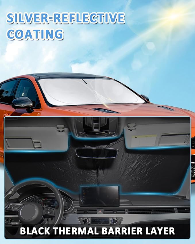 for Model S Windshield Sun Shade Sunshade for Tesla Model S 2012-2024 2025 2026 Windshield Cover Window Shield Protector Sun Visor Tesla Car Accessories Keeps Car Interior Cool