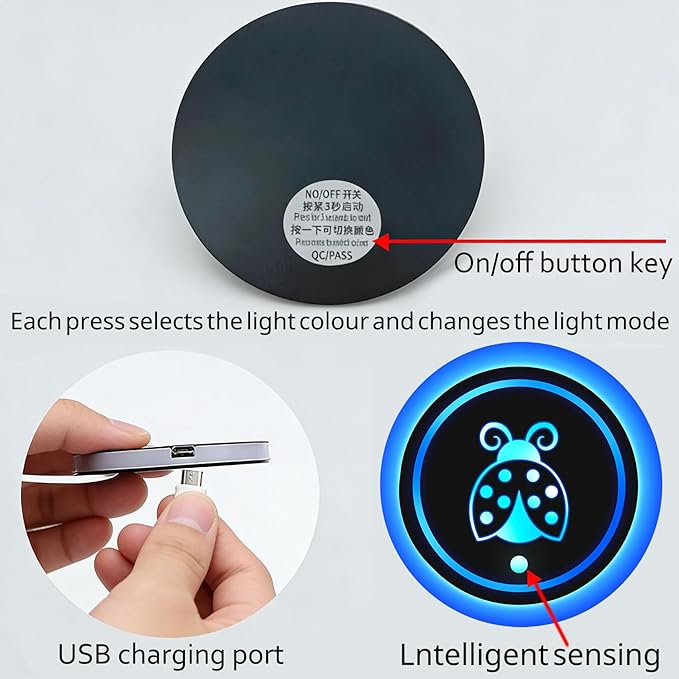Bigfoot LED Cup Holder Lights for Car,2Pcs LED Light Up Cup Holder Coasters with 7 Colors 3 Modes,Waterproof Interior Atmosphere Lamp,Car Decor Accessories Big Foot Sasquatch Gifts for Women Men
