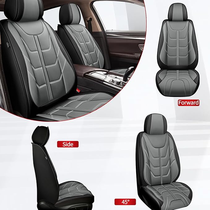 TTX LIGHTING Car Seat Covers fit for Honda Odyssey 2011-2026 Front Seat: Premium Leather Automotive Seat Cover with Airbag Compatible Waterproof (2 Seats, Black & Gray)