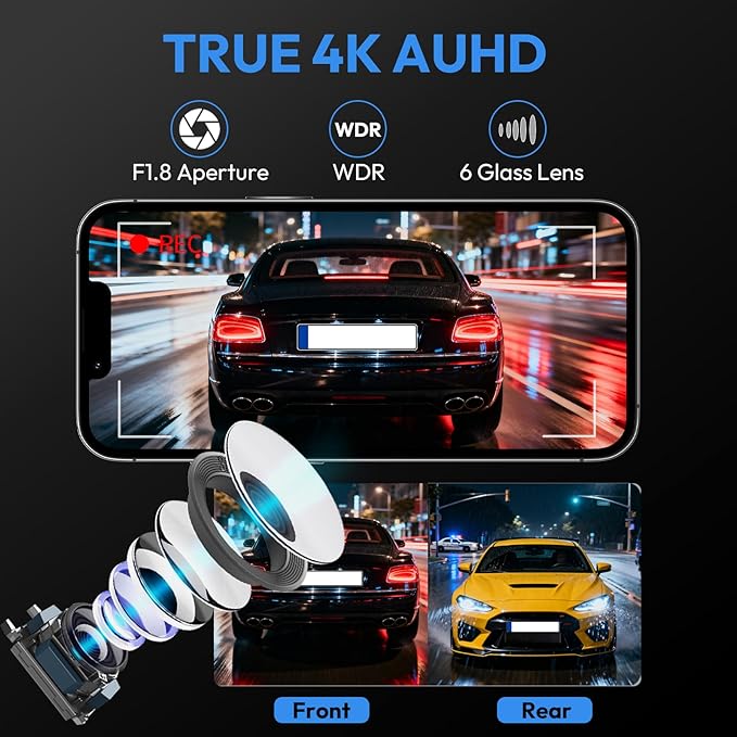 Front 4K Dash Cam for Toyota RAV4 2019-2021 LE Limited Premium XLE TRD Hybrid & RAV4 Prime 2021-2024 (Model A)(No Vent Hole),OEM-Style,Loop Recording,Easy Installation,WiFi & App,64G Card