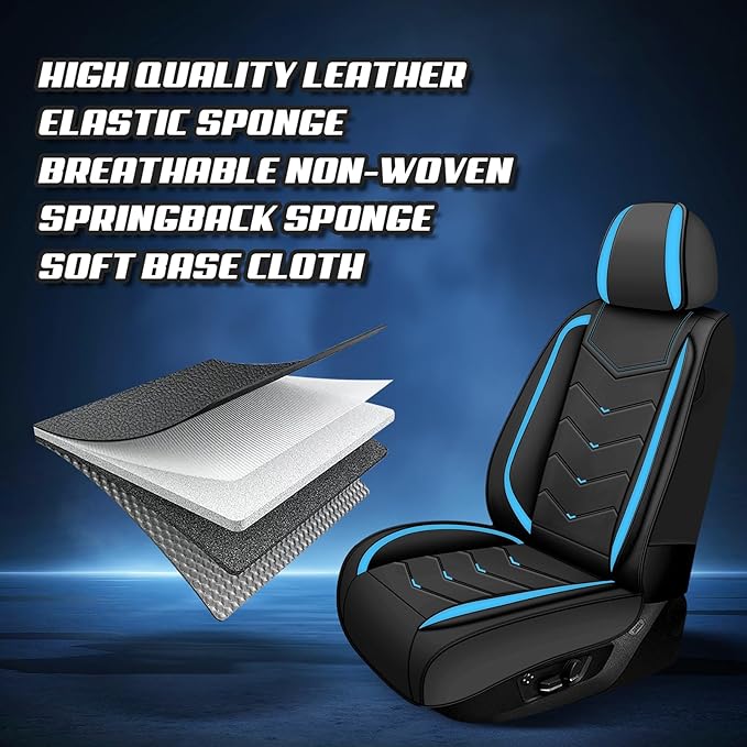 Car Seat Covers for Jeep Grand Cherokee L 2021-2026, Premium Nappa Leather Car Seat Cover, Stylish Sport Seat Covers， Automobile Seat Cover Sets.(Standard 2 Seats/Black Blue)