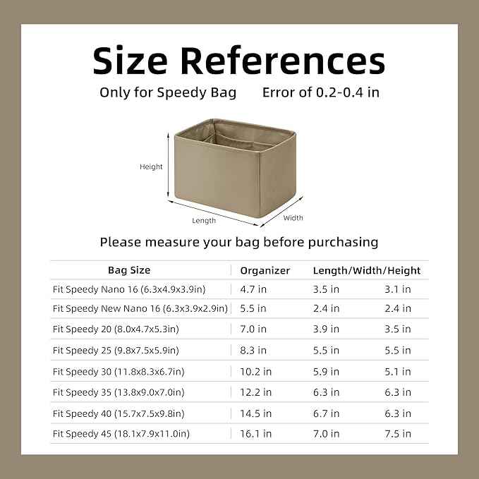 DGAZ Silk Purse Organizer Insert Fits LV Speedy 16/20/25/30/35/45 bags，Silky Smooth Bag Organizer，Luxury Handbag & Tote Shaper（Etoupe grey，SP35）