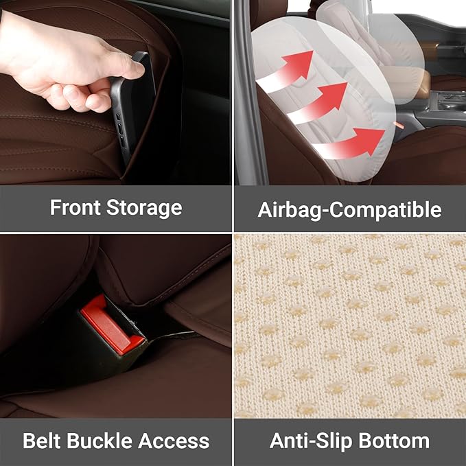 Coverland Custom Fit Car Seat Covers for Car Compatible with [BMW i4, Lexu s is, LS, 320TE, S-Class, Legacy] Premium Waterproof Non-Slip Interior Seat Protector [Full Set Dark Brown- Size Chart X56]
