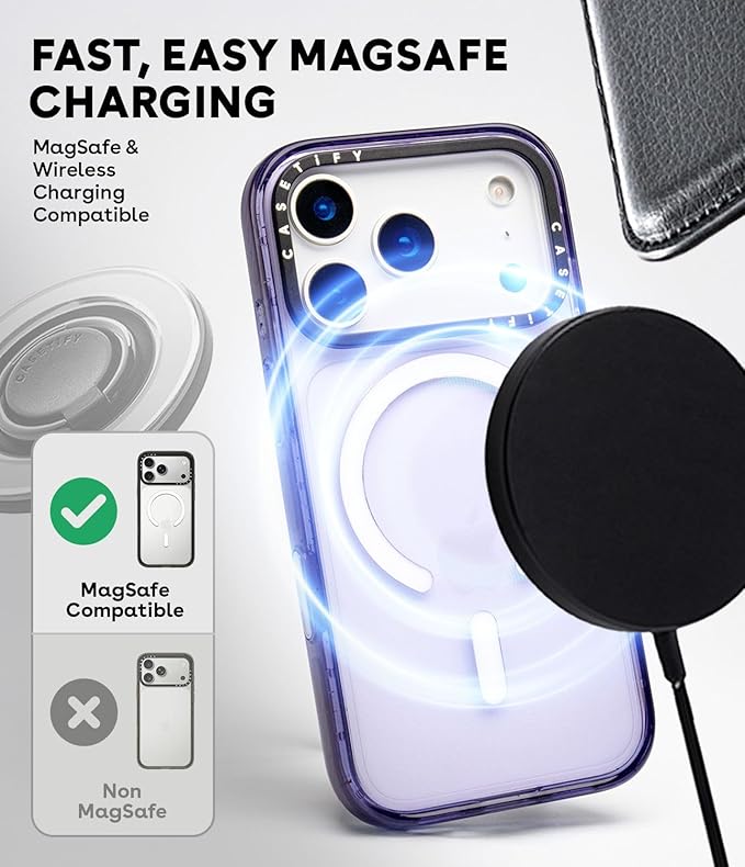 CASETiFY Impact iPhone 17 Case [Slim/Compatible with Magsafe / 8.2 ft. 4X Military Grade Drop Protection] - Pink Bows - Clear Black