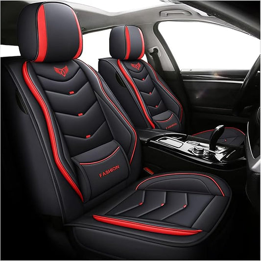 Car Seat Covers Full Set,Automotive seat Covers for Cars,Waterproof Leather seat Covers with Fixed Lumbar Support,Universal Fit for Most Cars,SUV,Trucks and Sedans