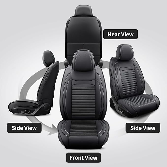 Front Seat Covers Fit for Toyota Sienna 2001-2025, Car Seat Covers Front Seats, Breathable Leather Automotive Seat Covers Front Pair Anti-Slip Seat Cover(Black, Front)
