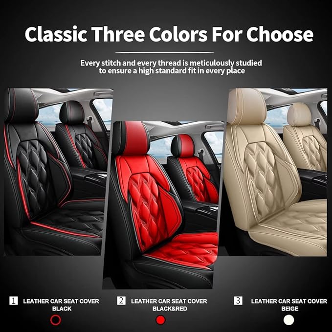 AOMSAZTO Front Seat Covers Fit for Hyundai Tucson 2010-2026 Waterproof Faux Leather Car Seat Cover Compatible with Airbag(2PCS Front, Black&Red)