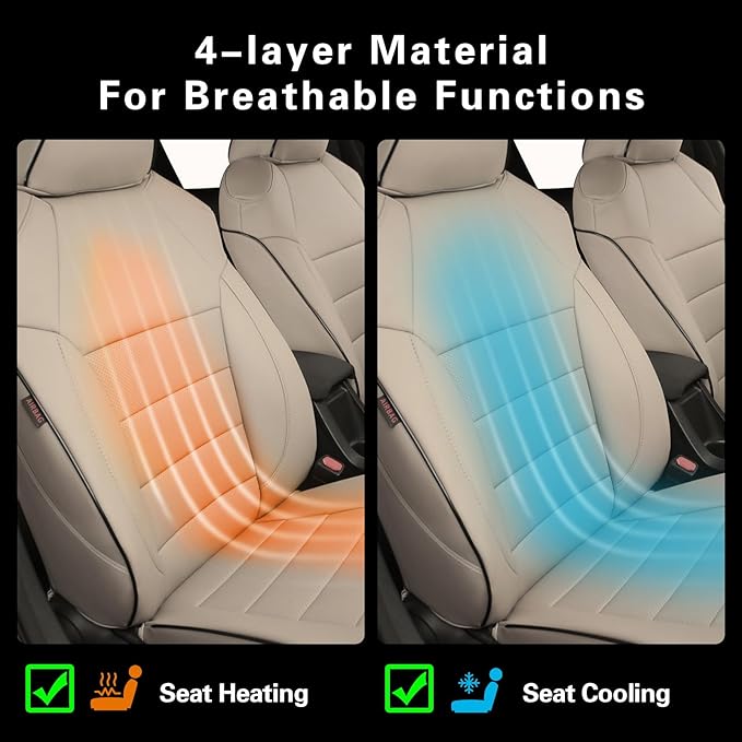 EKR Rav4 Seat Covers Custom Fit for Toyota Rav4(Gasoline) 2019 2020 2021 2022 2023 2024 2025 LE/XLE/XLE Premium/Limited,Leather Car Seat Cover Full Set for SUV,Faux Leather(Beige)