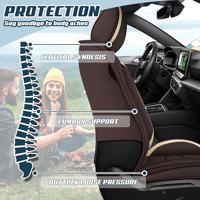 Car Seat Covers for Mitsubishi Outlander 2003-2025, Premium Nappa Leather Car Seat Cover, Stylish Sport Seat Covers， Automobile Seat Cover Sets.(Standard 2 Seats/Coffee Color)