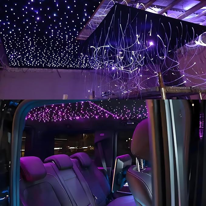 AKEPO 16W Small Size Twinkle Fiber Optic Lights Kit, Music Activated 550 Strands 9.8ft/3m 0.03in Optical Fiber APP+RGBW Star Ceiling Light Kit for Car Headliner Starlight/Home