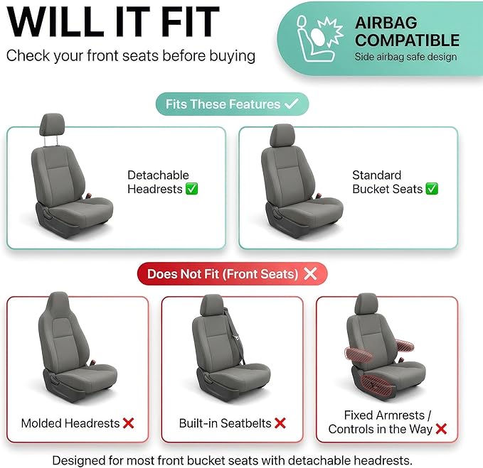 FH Group Automotive Car Seat Covers Front Set Premium 3D Air Mesh Front Seat Covers, Airbag Compatible Universal Fit Interior Accessories for Cars Trucks and SUVs - Beige