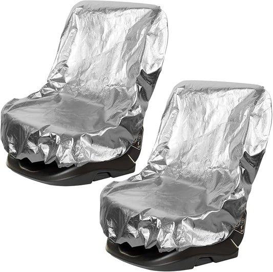 BBTO 2 Pcs Car Seat Sun Shade Covers Baby Car Seat Coolers Protector Reflective Carseat Sunshade Infant Shield Heat UV Sunlight Keep Baby Toddler Child Cool Travel Safety(Classic,Silver)