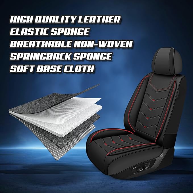 Car Seat Covers for Fiat 500 2012-2019, Premium Nappa Leather Car Seat Cover, Stylish Sport Seat Covers， Automobile Seat Cover Sets.(Standard 5 Seats/Black)