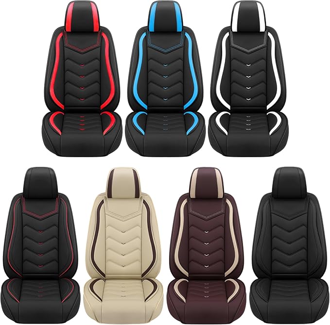 Car Seat Covers Fit for Toyota rav4 2000-2026, Stylish Sport Seat Covers, Waterproof Wear-Resistant Premium Nappa Leather Car Seat Cover.(Full Set/Black Red)