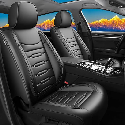 Fit Sonata Car Seat Covers for Hyundai Sonata 2004-2024 2025 2026 - Upgraded Premium Waterproof & Breathable Leather, Airbag Compatible, All-Weather Seat Cushion Protector (Full Set, Black)