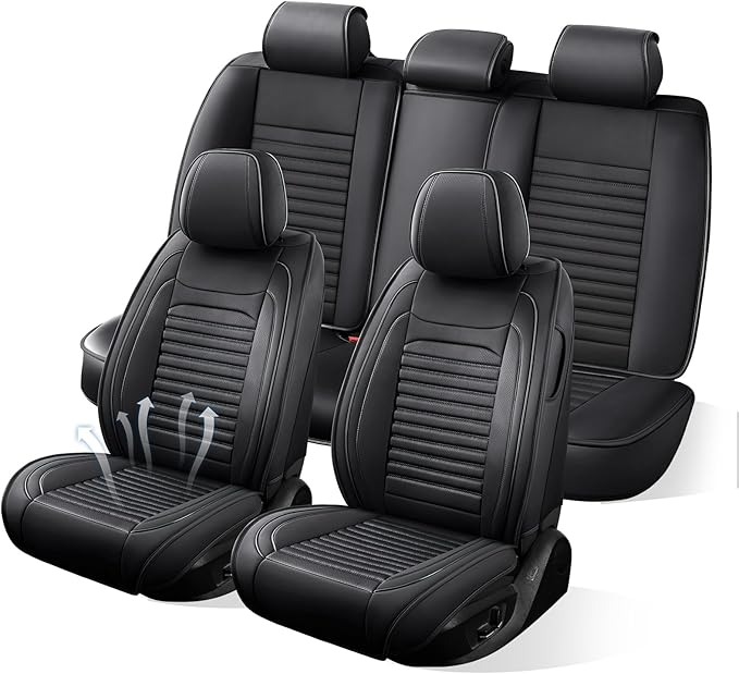 Car Seat Covers Full Set Fit for Toyota Corolla Cross 2021-2025,2026, Premium Faux Leather Car Seat Protector,Breathable Anti-Slip Full Wrapping Edge Seat Covers(Black,Full Set)