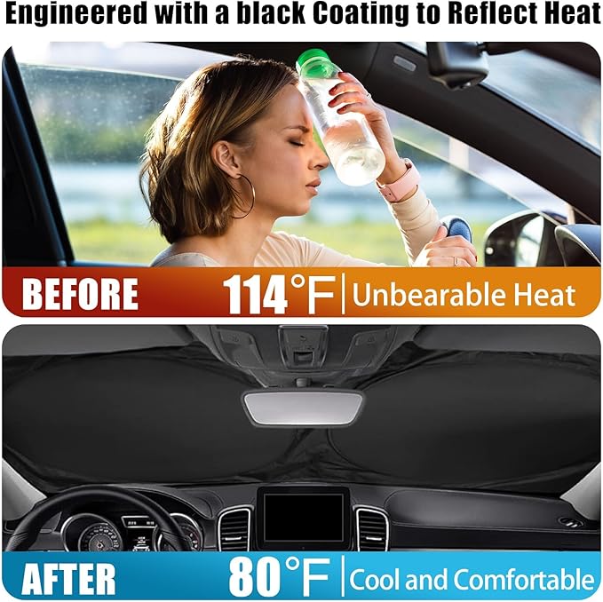 Green Eyes Car Windshield Sun Shade Foldable Sunshade Front Window Cover Sun Visor Protector Accessories (59x27.5 inches)