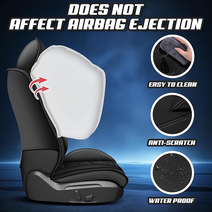 Car Seat Covers for Hyundai Sonata 2002-2025, Premium Nappa Leather Car Seat Cover, Stylish Sport Seat Covers， Automobile Seat Cover Sets.(Standard 5 Seats/Pure Black)