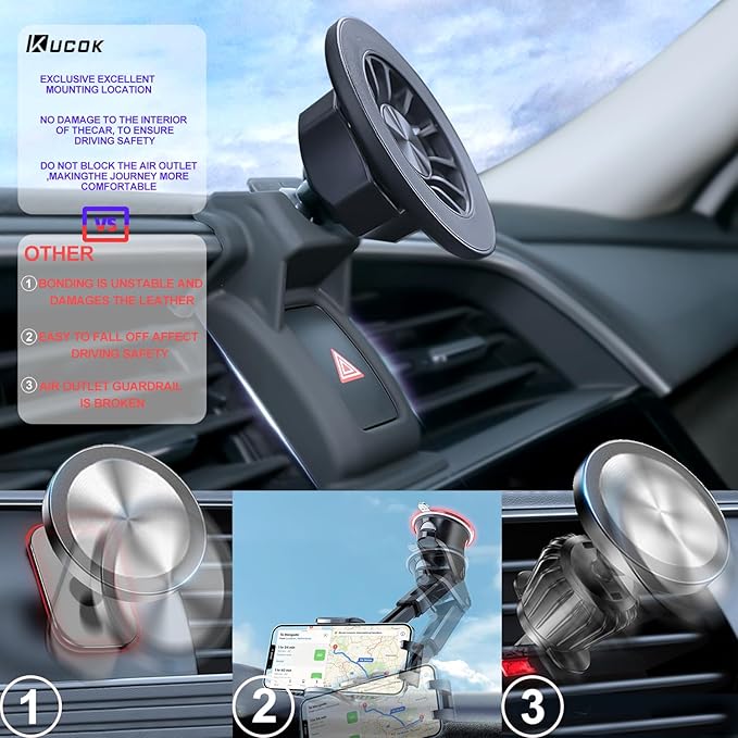 Ford Explorer Phone Mount for MagSafe, Exclusive Fit for Ford Explorer 2020-2024, Fit for MagSafe iPhone 16/15/14/13/12/Mini Series, Super-Strong Magnet for Explorer Accessories