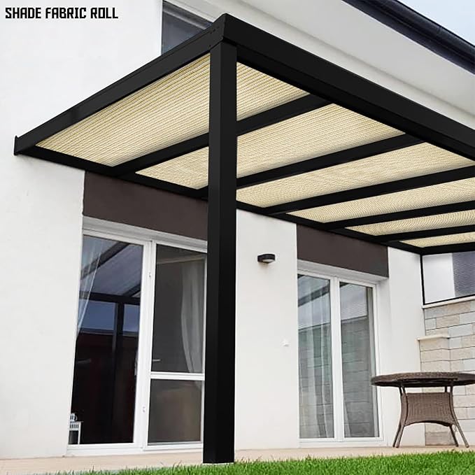 TANG Sun Shade Fabric Roll 8'x118' Shade Cloth for Garden Beige HDPE Mesh Shading Pergola Cover Replacement Canopy, 95% Blockage Sunshades for Outdoor Patio Backyard Plant