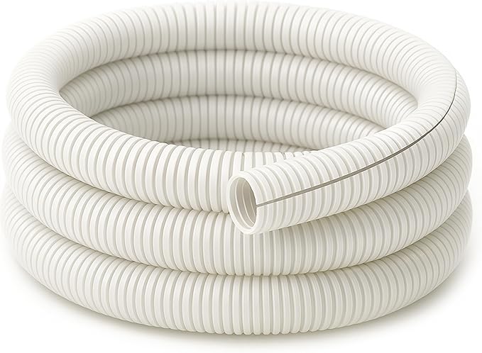 Electriduct Split Wire Loom Tubing Polyethylene Corrugated Flexible Conduit - 3/8" Nominal Size - 50 Feet - White