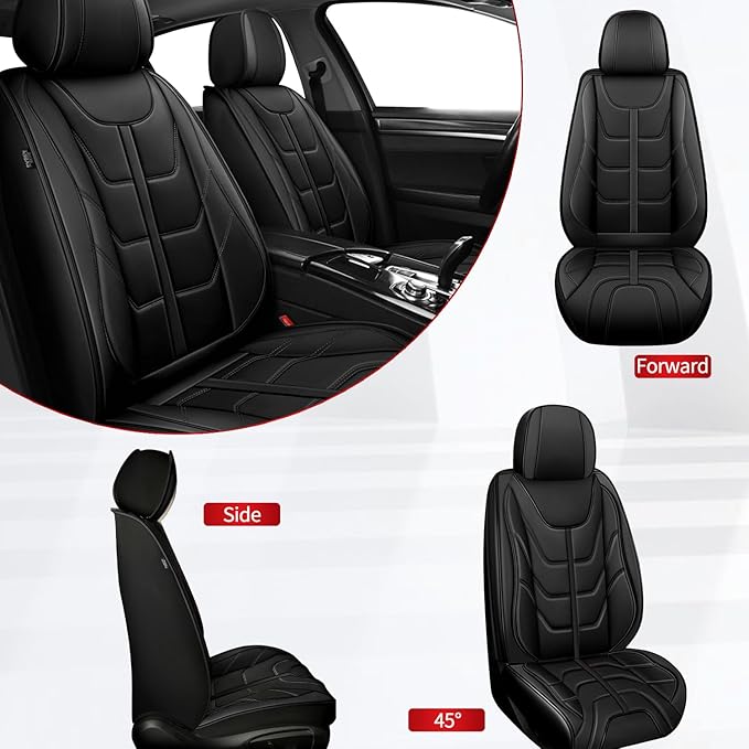 TTX LIGHTING Car Seat Covers fit for Nissan Murano 2011-2026 Front Seat: Premium Leather Automotive Seat Cover with Airbag Compatible Waterproof (2 Seats, Black)