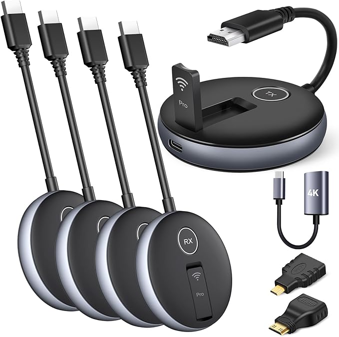 Wireless HDMI G9R Pro- One Transmitter and Four Receivers- Extender Kit, Wirelessly Simultaneous Expansion, 165FT/50M 5.8G/2.4G @60Hz, Plug and Play- Stream Video from Laptop to Multi-TVs/Monitors