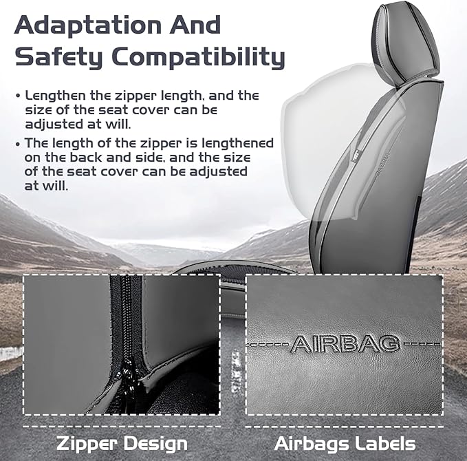 Truck Seat Covers for Ram 1500 2009-2026, Waterproof Premium Leather Full Coverage Car Seat Cover, Muscle Sport Style Auto Interior Seat Cover Sets (Full Set/Gray Black)