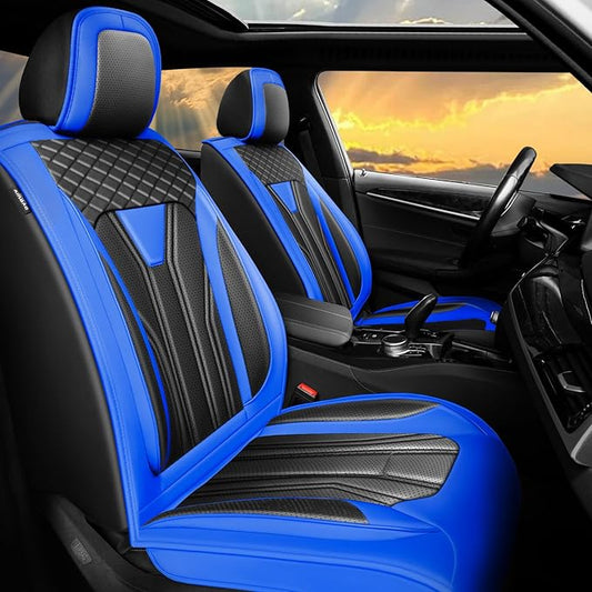 Fit Accord Car Seat Covers Premium Leather for Honda Accord 2012-2025 2026. Waterproof， Breathable, Scratch-Resistant & All-Weather Seat Cushion Protector（Full Set,Blue&Black
