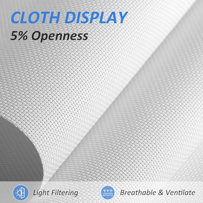 LUCKUP Light Filtering Roller Shades for Windows, Cordless Semi Sheer Solar Blinds with 5% Openness Free-Stop Window Shades for Home & Office, White 28" W x 72" L