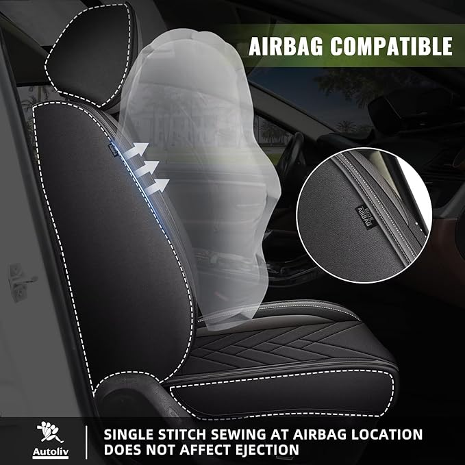 AOMSAZTO Car Seat Covers Fit for Kia Optima 2002-2020 Full Set Premium Seat Covers Waterproof Leather Automotive Seat Cushion Protector Compatible with Airbag(5 Seats,Grey)