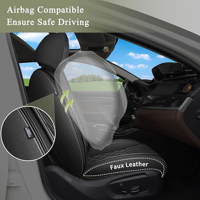 Car Seat Covers Front Pair for Toyota 4Runner 2003-2025 2026: Breathable Perforated Leather Seat Cover (Black)