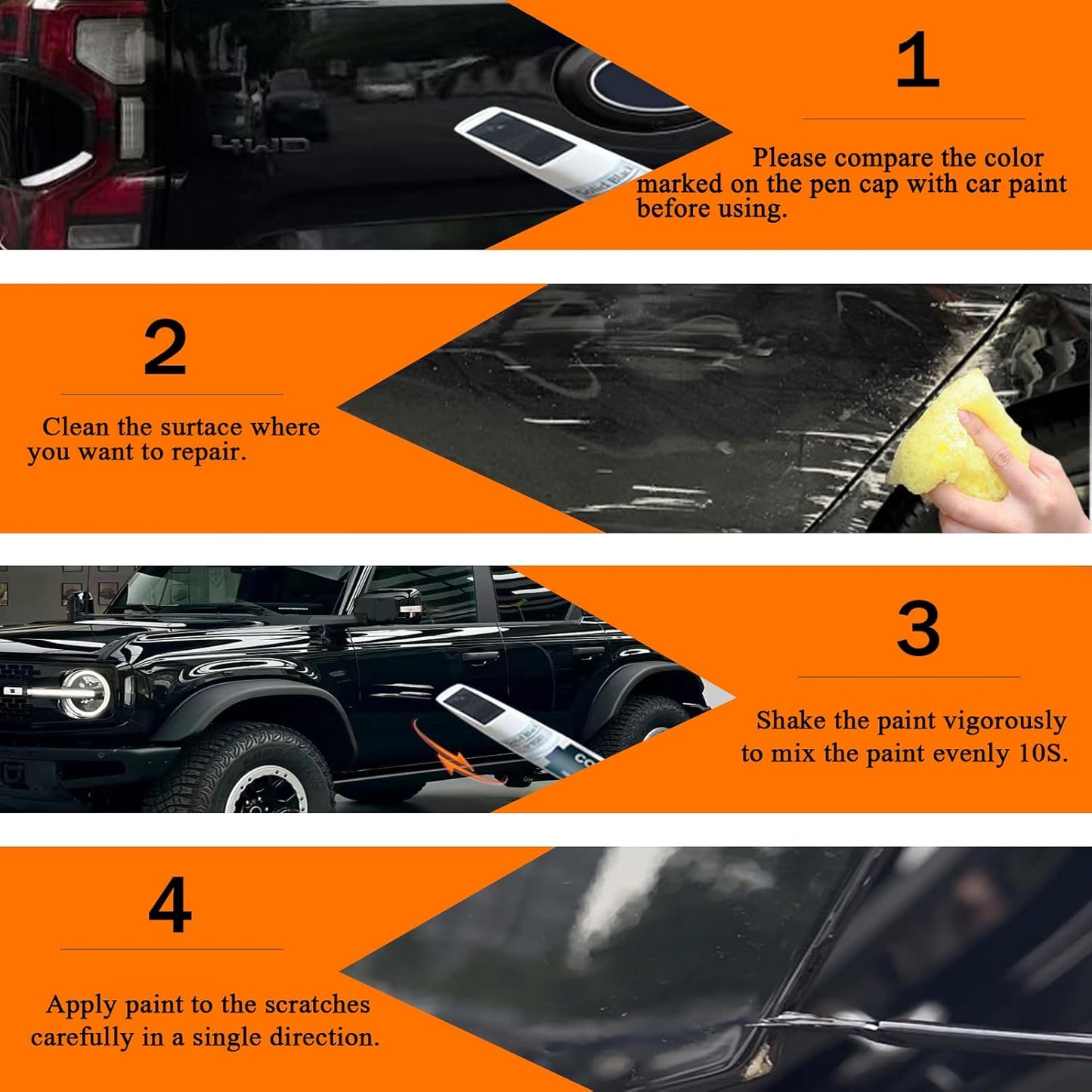 UM Agate Black Metallic Touch Up Paint for Ford, Car Paint Pen Scratch Repair Two-In-One Touch Up Paint, Premium Car Scratch Remover for Deep Scratches