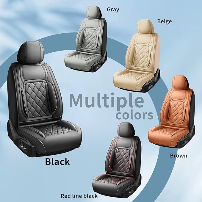 Fit Tucson Car Seat Covers Compatible with Hyundai Tucson 2010-2026, Premium Leather Breathable, Wear Resistant, Airbag Compatible, All-Weather Protection & Full Coverage, 2 Front Seat Black