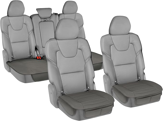 Motor Trend Car Seat Covers for Front & Rear Full Set - Nappa Leather Seat Protectors for Cars, Trucks & SUVs - Gray Automotive Seat Covers with Storage Pockets - Durable Bottom Cushion Protection