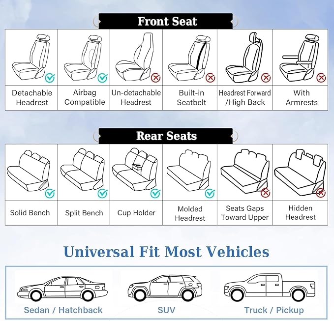 Coverado Front Seat Covers for Cars, Universal Car Seat Covers, 2 PCS Waterproof Leather Seat Cover, Driver Seat Covers Front Car Seat Protector, Breathable Car Seat Cushions Fit for Most Cars, Coffee