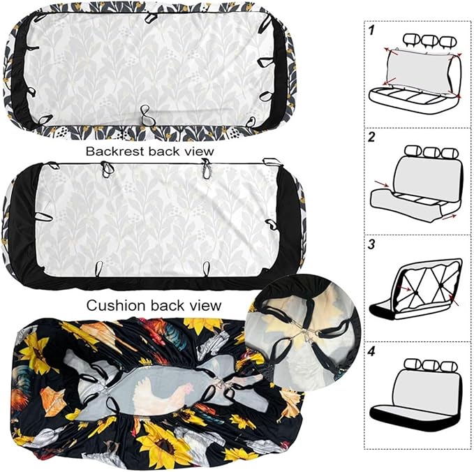 KEIAHUAN Camo Hunting Deer Car Front Back Seat Covers Front Bucket Seat Cover & Rear Bench Seat Protector Anti-Slip High Back Automotive Seat Covers Fit Most Vehicle Truck,SUV
