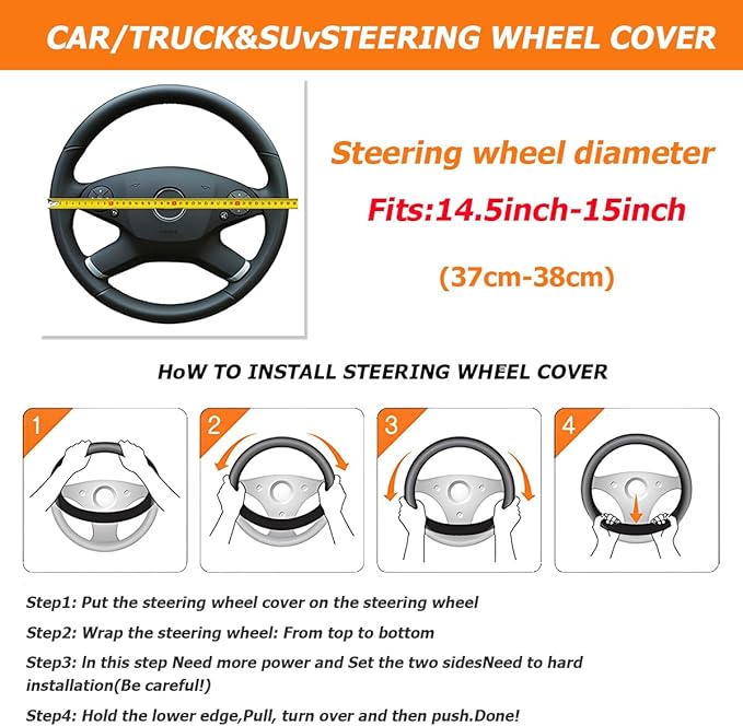 Car Steering Wheel Cover, 14.96" Leather Anti-Slip Vehicle Steering Wheel Protector with Fish Scale Graphic Grip, Automobile Interior Protection, Universal for Sedan Truck SUV (Purple)
