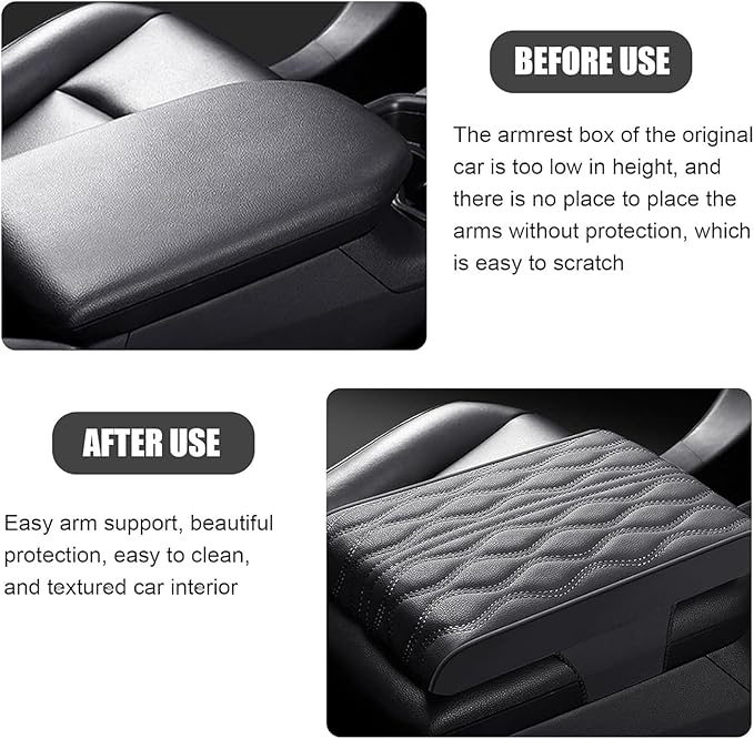 Car Center Console Cover for Ford Edge Sport 2011-2014, Universal Memory Foam Leather Comfortable Soft Armrest Box Pad Cushion Protector Accessories Easy to Clean,Gray
