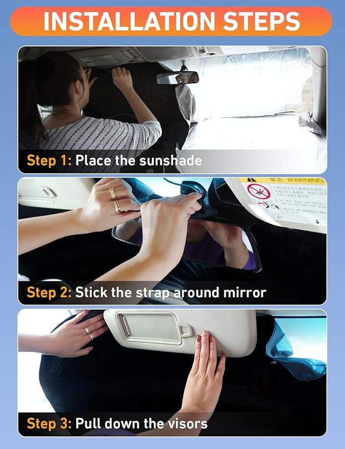 EcoNour Windshield Sunshade Compatible for Mazda 3 2010-2011 2012 2013, Sun Visor for Front Windshield & Window Sun Shade Cover, UV Heat Blocker & Protector, Car Accessories