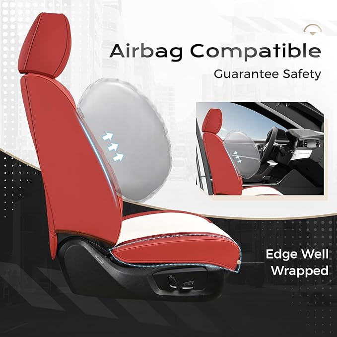Coverado Car Seat Covers Full Set, Car Seat Protector Waterproof, Nappa Leather Car Seat Cushion, Seat Covers for Cars, Front Seats and Back Universal Fit for Most Cars