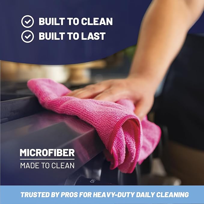 Microfiber Wholesale Cleaning Cloths (48 Pack) | Size 12" x 12"| All Purpose Microfiber Towels - Clean, Dust, Polish, Scrub, Absorbent (Black)