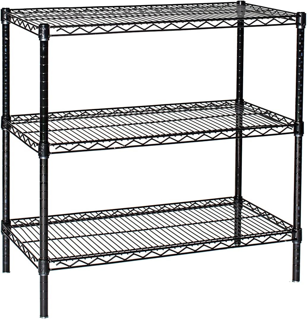 Omega 21" Deep x 48" Wide x 63" High 3 Tier Black Starter Shelving Unit