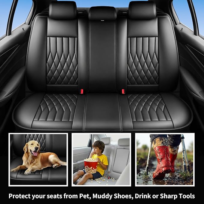 Fit RDX Car Seat Covers for Acura RDX 2010-2025 2026 - Premium Leather, Waterproof, All-Weather, Airbag Compatible, Anti-Slip, Breathable, Easy Install, Seat Protectors, Full Set, Black